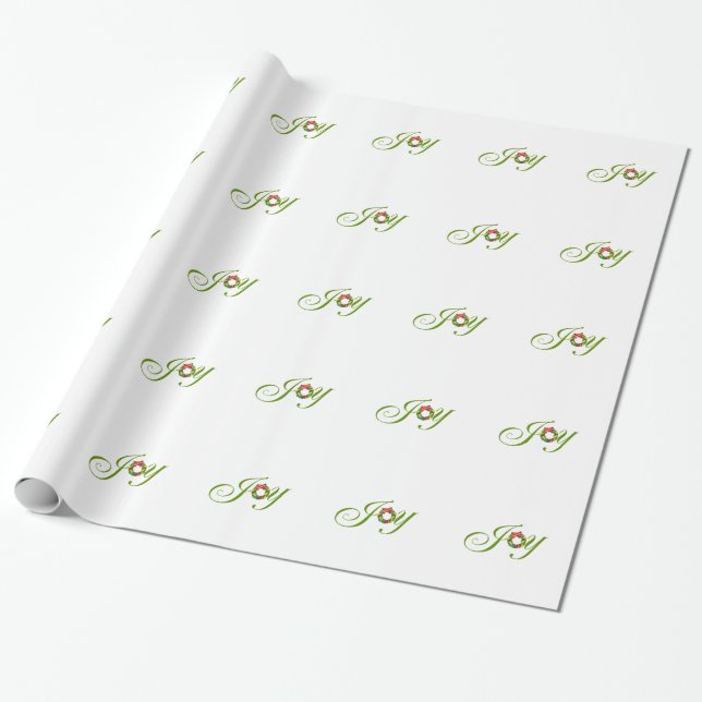 Joy Christmas Wreath Xmas Holiday Pattern Wrapping Paper (Unrolled)