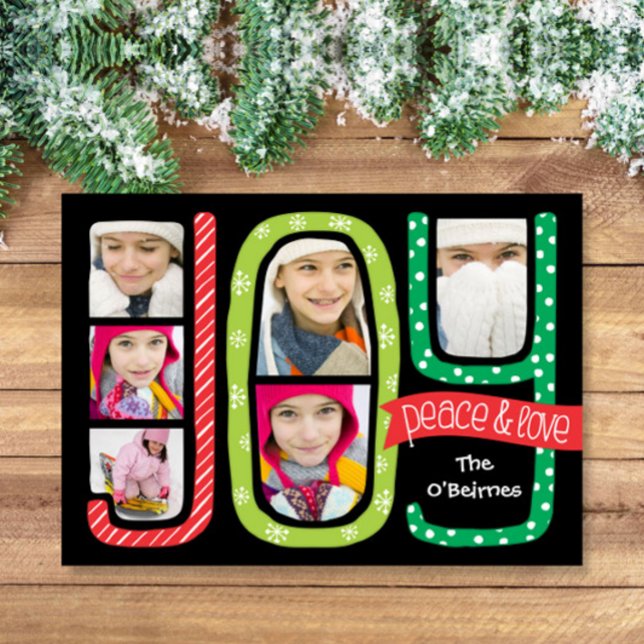 JOY Collage Christmas Photo Card Hand Drawn (Creator Uploaded)