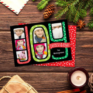 JOY Collage Christmas Photo Card Whimsical