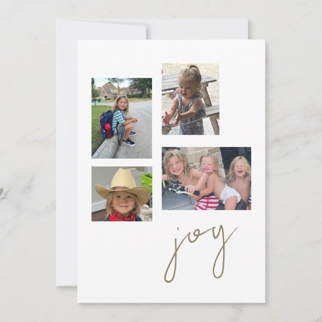 Joy Collage Photo Flat Holiday Card (Front)