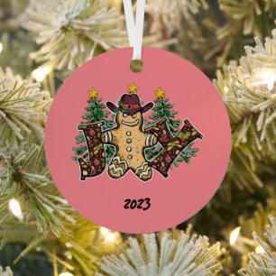 Joy Country Ginger Bread Man Christmas Metal Tree Decoration