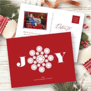 Joy Decorative Flower Christmas Ornament Elegant Holiday Postcard