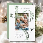 Joy Elegant Christmas Floral Typography Photo  Holiday Card<br><div class="desc">Joy Elegant Christmas Floral Typography Photo Holiday Card Christmas Card features your favourite photo with a modern green "Joy" floral typography overlay and personalised with your custom message and personalised with your family name. Perfect for family and friends for Christmas and the holidays. Designed by Evco Studio www.zazzle.com/store/evcostudio</div>