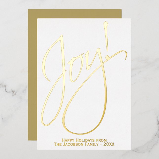 Joy Elegant Gold Script White Minimalist Christmas (Front/Back)