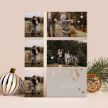 Joy Elegant Plaid 5 Family Photo Plaid Collage<br><div class="desc">Spread the joy this holiday season with our elegant foil and plaid 5 photo collage holiday card. The design features "Joy" in bold elegant foil letters. The photo is placed within the plaid pattern design with the letter overlay. Personalise with family signature and year. Design by Moodthogy Papery.</div>