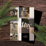Joy Elegant Plaid 5 Family Photo Plaid Collage<br><div class="desc">Spread the joy this holiday season with our elegant foil and plaid 5 photo collage holiday card. The design features "Joy" in bold elegant foil letters. The photo is placed within the plaid pattern design with the letter overlay. Personalise with family signature and year. Design by Moodthogy Papery.</div>