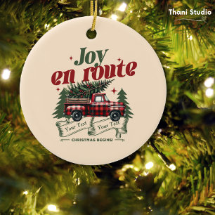 Joy en route Christmas Begins Truck & X-Mas Tree Ceramic Tree Decoration