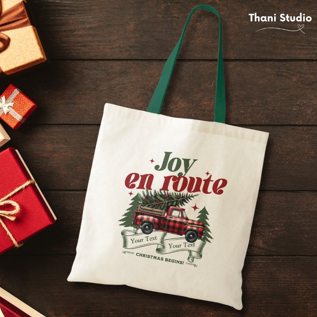 Joy en route Christmas Begins Truck & X-Mas Tree Tote Bag (Creator Uploaded)