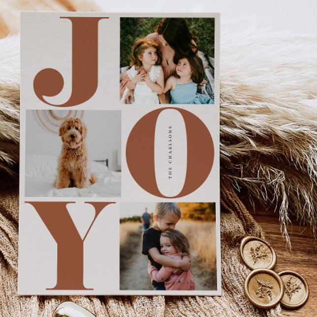 Joy Family Holiday Collage Photo Cards (Creator Uploaded)