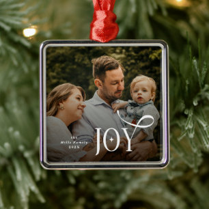 Joy Family Photo Christmas  Metal Tree Decoration