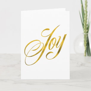 Joy Faux Gold Foil Christmas Script Lettering Text Holiday Card