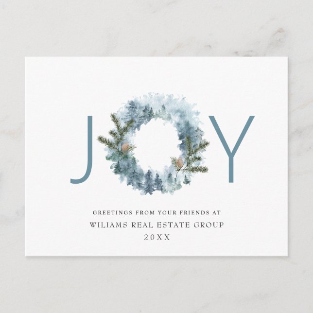 Joy Festive Holly Berry Christmas Greeting Holiday Postcard (Front)