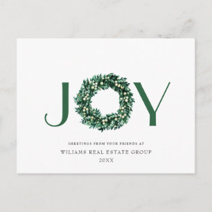 Joy Festive Holly Berry Christmas Greeting Holiday Postcard