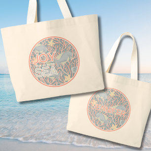 Joy Finds Me By The Sea – Boho Beach Large Tote Bag