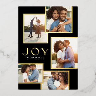 Joy five photo collage gold frames Christmas