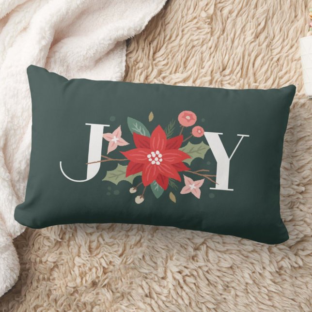 Joy Flourish Floral Holiday Lumbar Pillow - Green (Creator Uploaded)