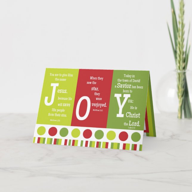 JOY Folded Scripture Christmas Card-BLANK Inside Holiday Card (Front)