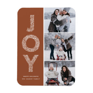 JOY Foliage Lettering Terracotta Photo Collage Magnet