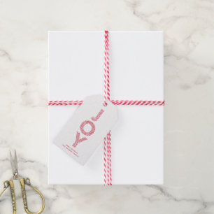 JOY Foliage Typography Red Christmas Gift Tags