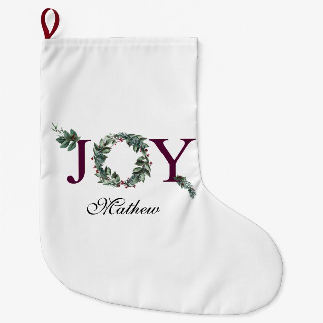 Joy for the holidays  large christmas stocking (Front)