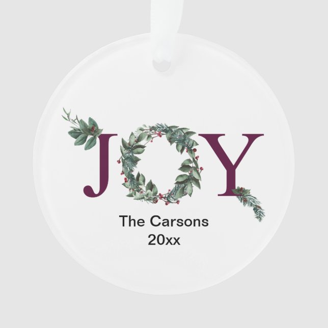 Joy for the holidays ornament frosted (Front)