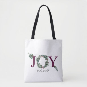 Joy for the holidays tote bag