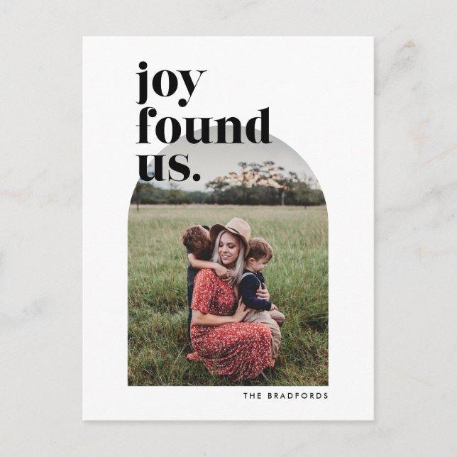 Joy Found Us Arched Photo Holiday Postcard (Front)