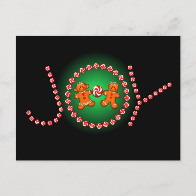 JOY, GINGERBREAD KIDS & CANDY by SHARON SHARPE Postcard (Front)