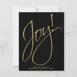 Joy! Gold & Black Stylish Minimal Small Business Holiday Card