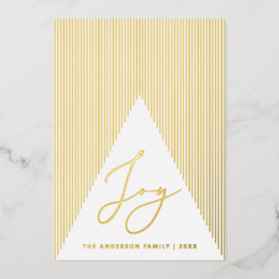 Joy. Gold Christmas modern geometric winter tree