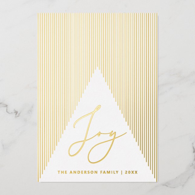 Joy. Gold Christmas modern geometric winter tree (Front)