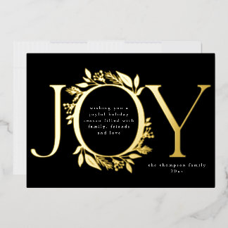 Joy Gold Foil Foliage Berry Wreath Photo black
