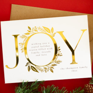 Joy Gold Foil Foliage Berry Wreath Photo White