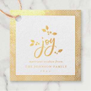 Joy Gold Foil Misteltoe Merry Christmas Favour Tags