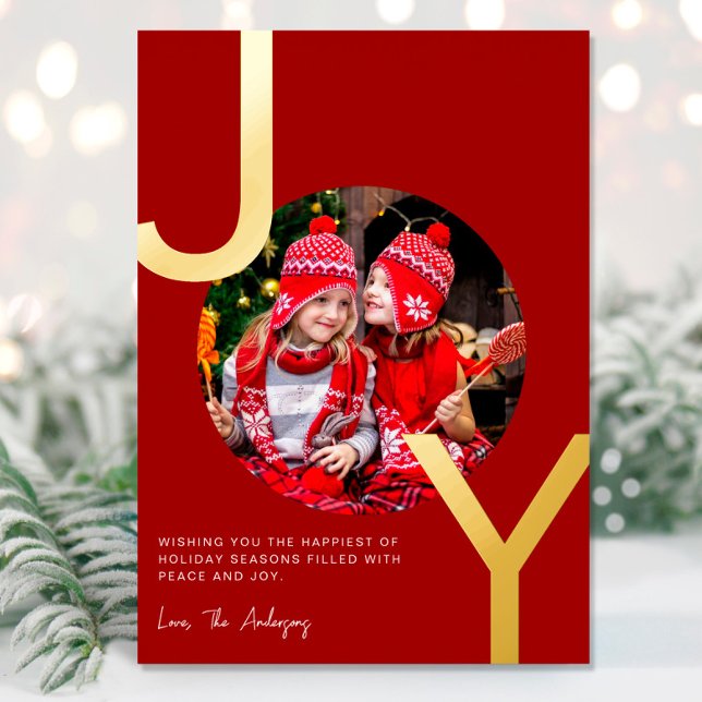 Joy Gold foil red elegant minimalist Christmas (Creator Uploaded)
