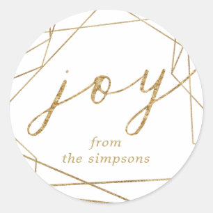 Joy Gold Geometric Holiday Classic Round Sticker