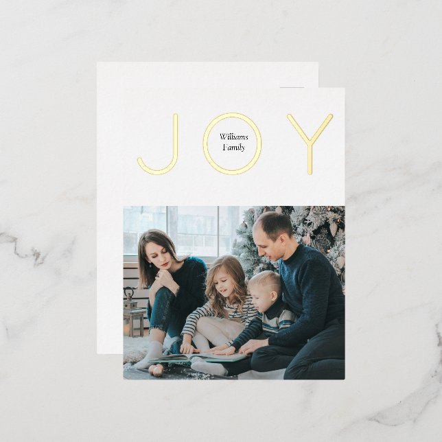 Joy Golden Christmas Foil Holiday Postcard (Front/Back)