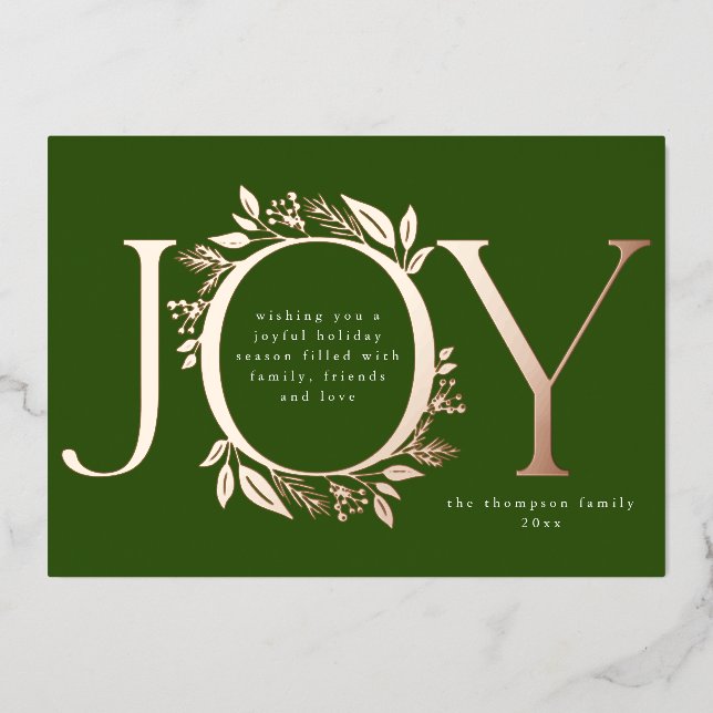 Joy Green Rose Gold Pine Berry Wreath Photo (Front)