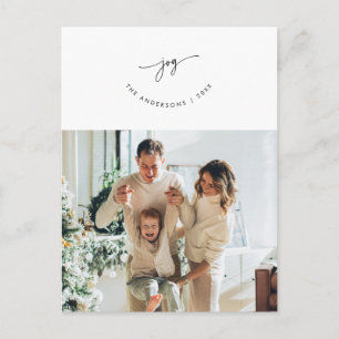 Joy, Greeting, Family Photo, Cute Smiling Script Postcard