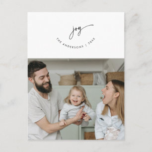 Joy, Greeting, Family Photo, Smiling Script Postcard