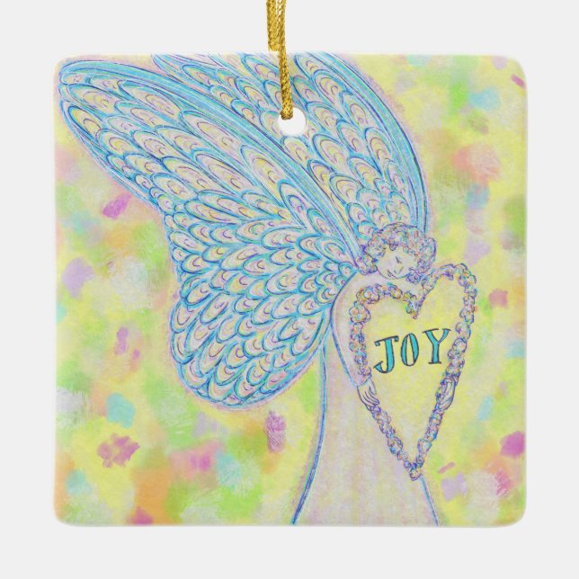 Joy Guardian Angel Custom Holiday Gift Ornament (Front)