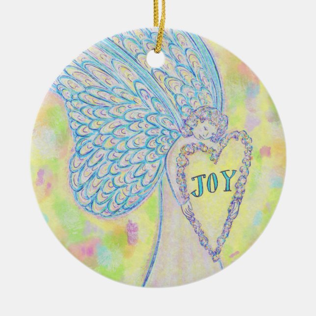 Joy Guardian Angel Custom Holiday Gift Ornaments (Front)