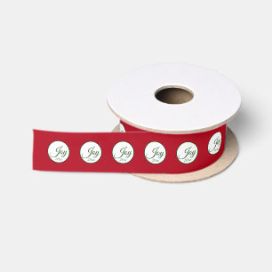 Joy Happy Holidays Minimalist Circle Christmas Satin Ribbon