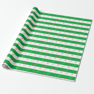 Joy Hearts on Striped Wrapping Paper