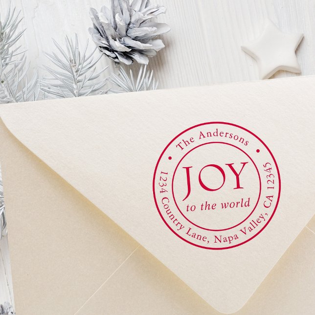 Joy Holiday Return Address Round Self-inking Stamp (Creator Uploaded)