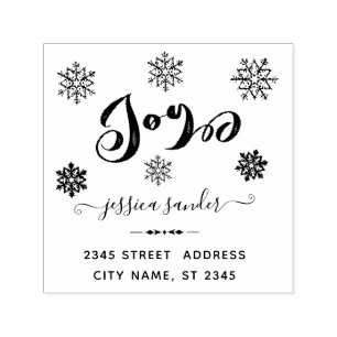 Joy holiday snowflakes business self-inking stamp