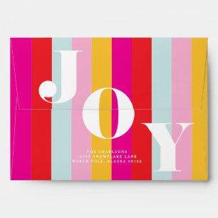 Joy Holiday Stripe Christmas Card Mailing Envelope