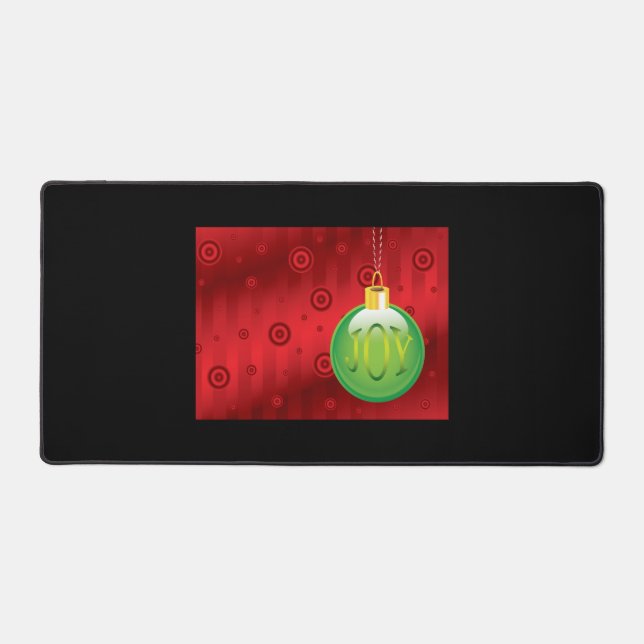 Joy Holiday Tree Ornament Design Christmas Desk Mat (Front)