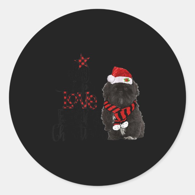 Joy Hope Love Peace Christmas Black Shih Tzus 2020 Classic Round Sticker (Front)