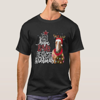 Joy Hope Love Peace Christmas Horse Santa Reideer T-Shirt